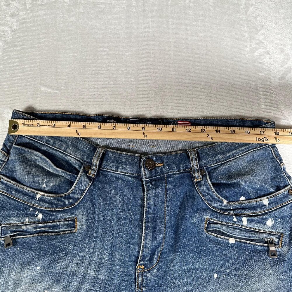 Damati Jeans Men Size W36 L29 Distressed Paint Cotton Blend Moto Biker EUC - Picture 2 of 12